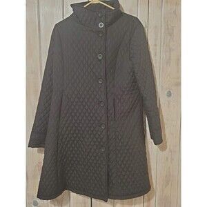 Desigual Womens Quilted Black Jacket Coat Size 46 Long Sleeve Hearts Polyester
